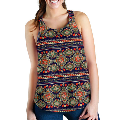 Ethnic Geometric Print Pattern Women Racerback Tank Top