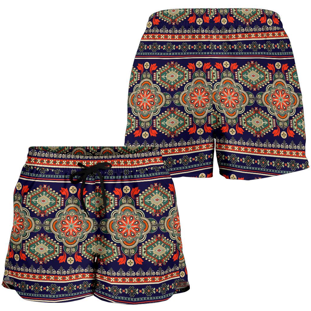Ethnic Geometric Print Pattern Women Shorts-JTAMIGO.COM