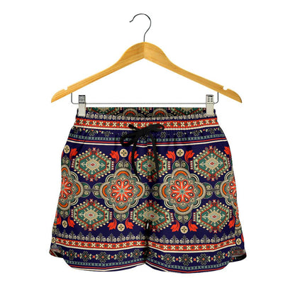 Ethnic Geometric Print Pattern Women Shorts-JTAMIGO.COM