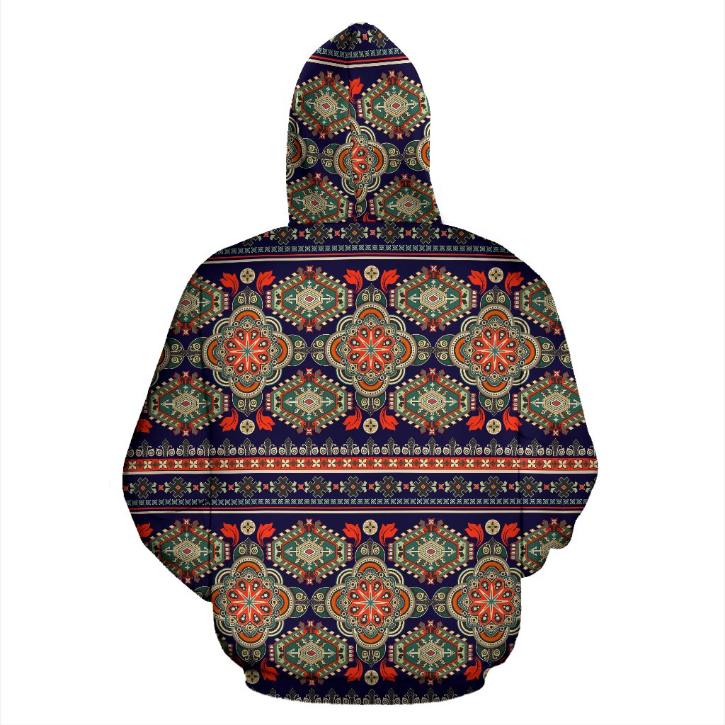 Ethnic Geometric Print Pattern Zip Up Hoodie