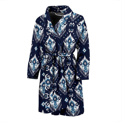 Ethnic Ornament Print Pattern Men Bath Robe-JTAMIGO.COM