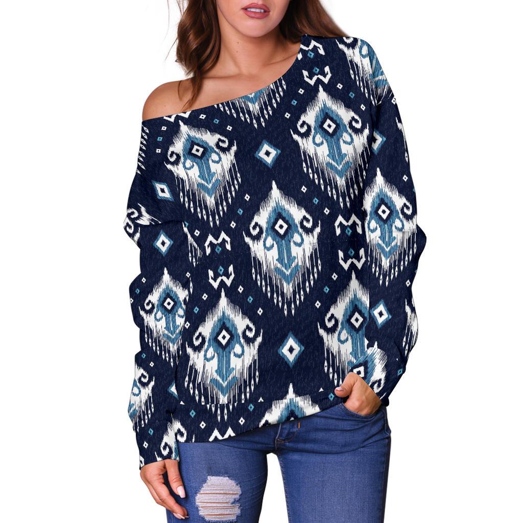 Ethnic Ornament Print Pattern Off Shoulder Sweatshirt