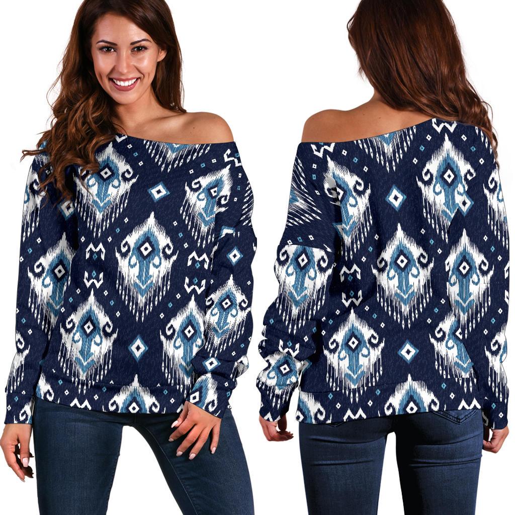Ethnic Ornament Print Pattern Off Shoulder Sweatshirt