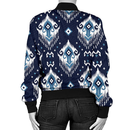 Ethnic Ornament Print Pattern Women Casual Bomber Jacket