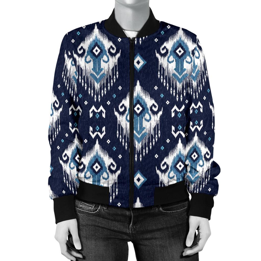 Ethnic Ornament Print Pattern Women Casual Bomber Jacket