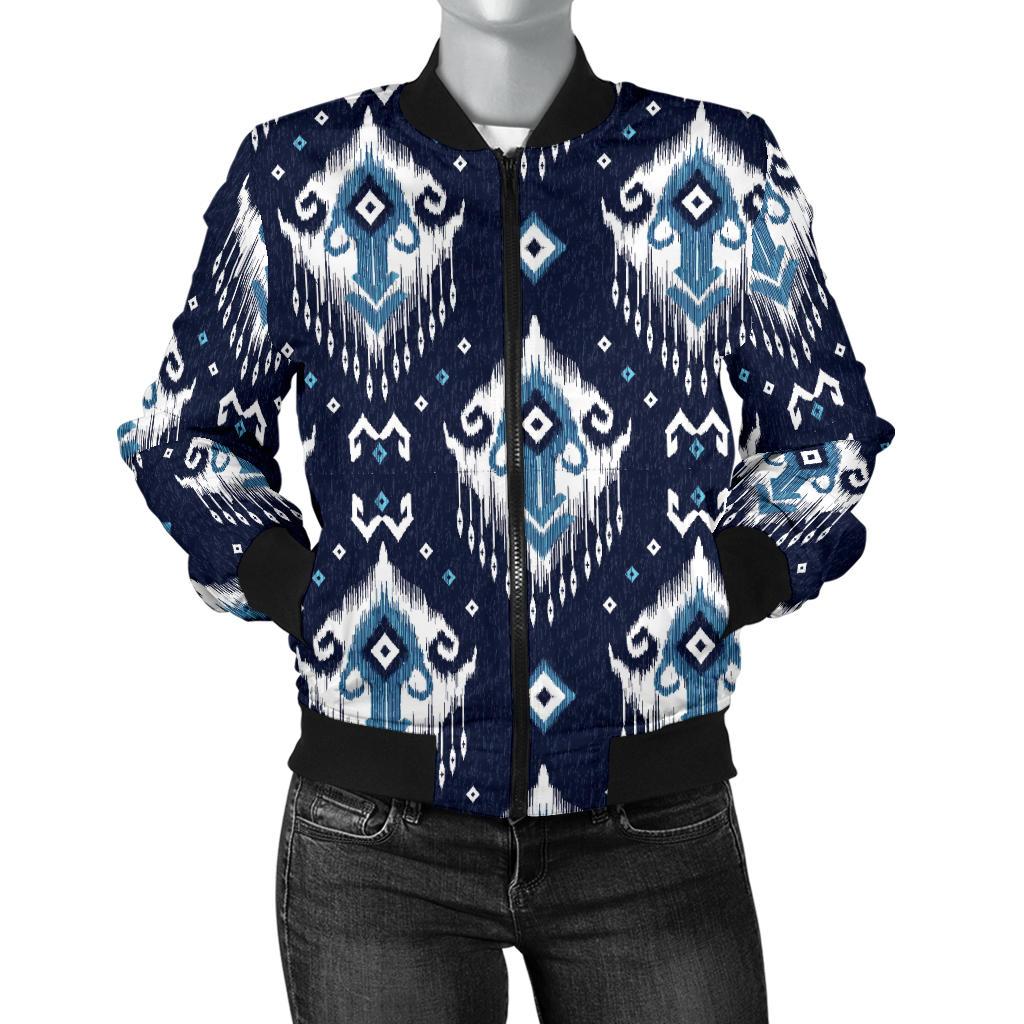 Ethnic Ornament Print Pattern Women Casual Bomber Jacket