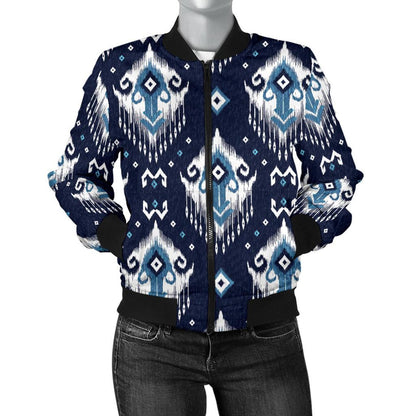 Ethnic Ornament Print Pattern Women Casual Bomber Jacket