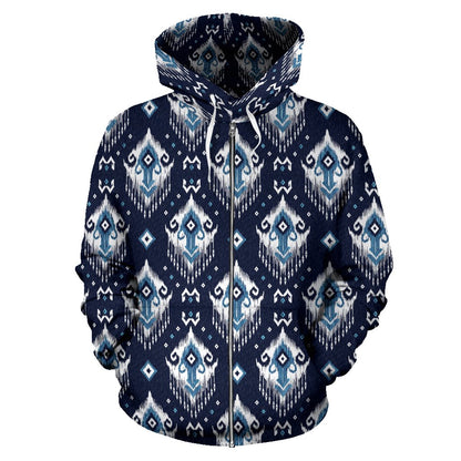 Ethnic Ornament Print Pattern Zip Up Hoodie