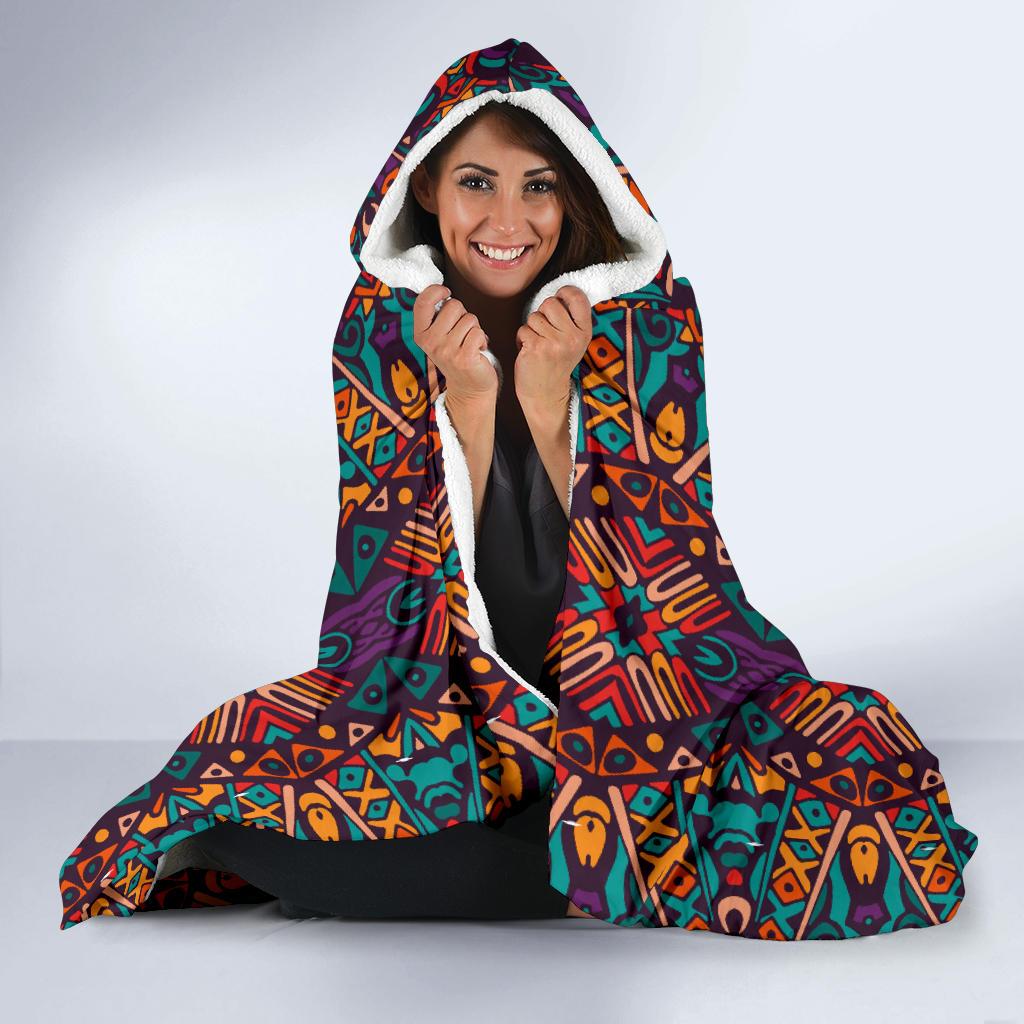 Ethnic Style Print Pattern Hooded Blanket-JTAMIGO.COM