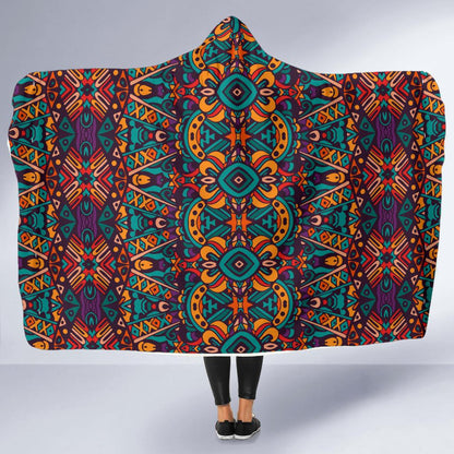 Ethnic Style Print Pattern Hooded Blanket-JTAMIGO.COM