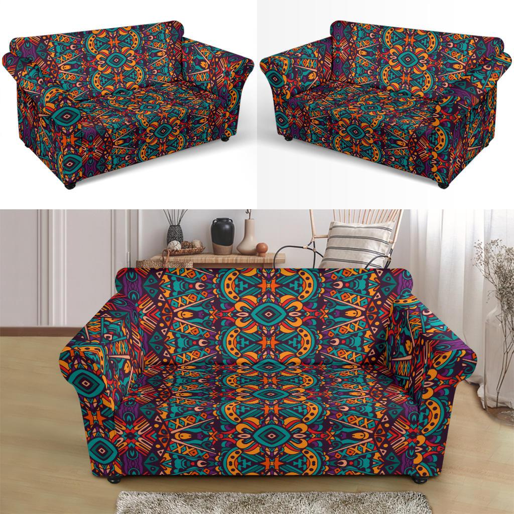 Ethnic Style Print Pattern Loveseat Slipcover-JTAMIGO.COM
