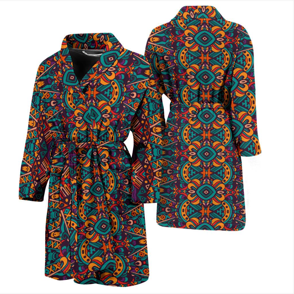 Ethnic Style Print Pattern Men Bath Robe-JTAMIGO.COM