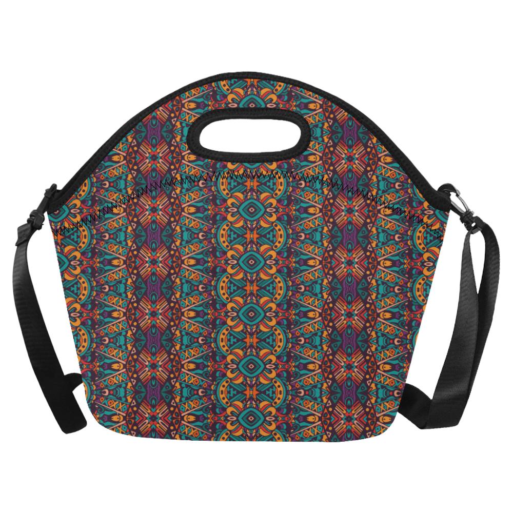 Ethnic Style Print Pattern Neoprene Lunch Bag (Model 1669)(Large)-JTAMIGO.COM