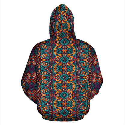 Ethnic Style Print Pattern Pullover Hoodie