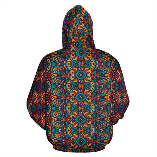 Ethnic Style Print Pattern Pullover Hoodie
