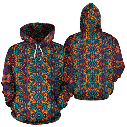 Ethnic Style Print Pattern Pullover Hoodie