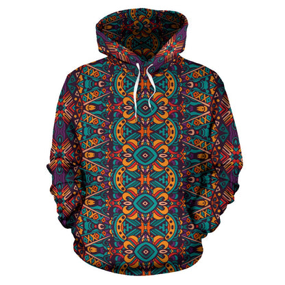 Ethnic Style Print Pattern Pullover Hoodie