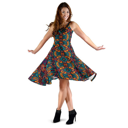 Ethnic Style Print Pattern Sleeveless Dress