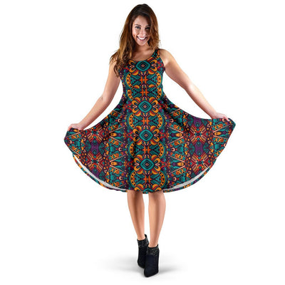 Ethnic Style Print Pattern Sleeveless Dress