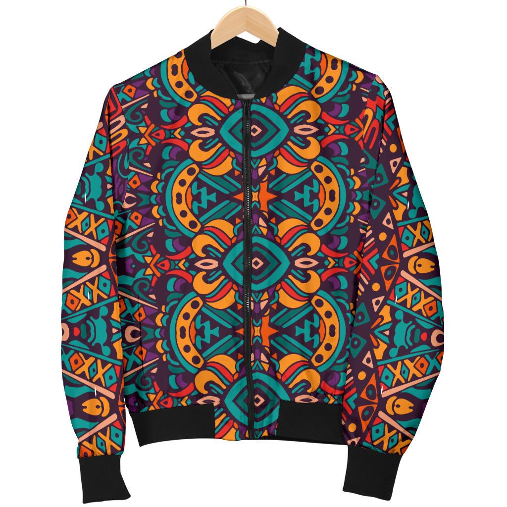 Ethnic Style Print Pattern Women Casual Bomber Jacket