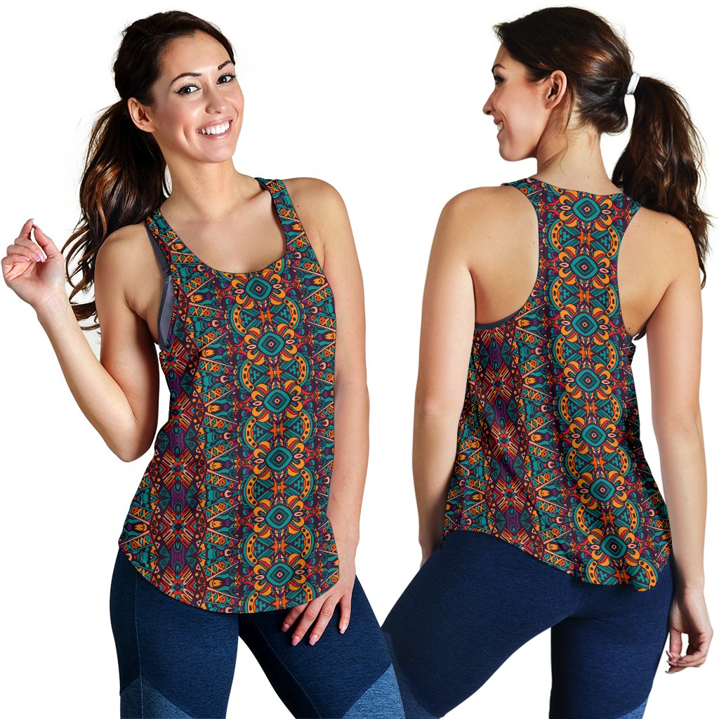 Ethnic Style Print Pattern Women Racerback Tank Top