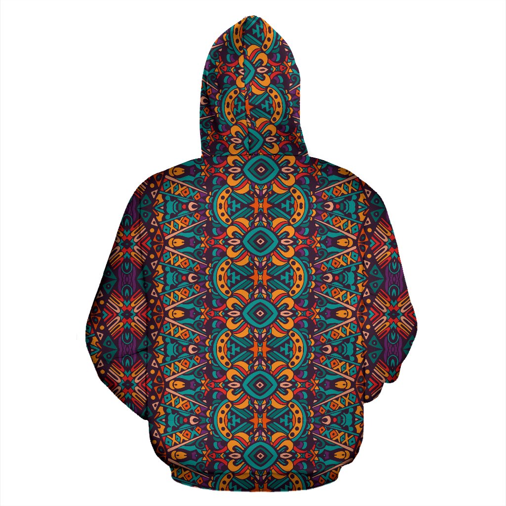 Ethnic Style Print Pattern Zip Up Hoodie