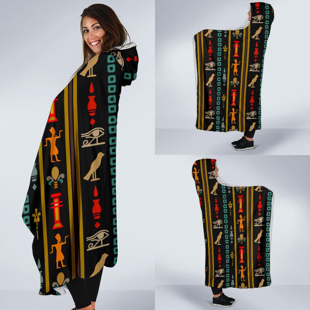 Eye of Horus Egypt Style Pattern Hooded Blanket-JTAMIGO.COM