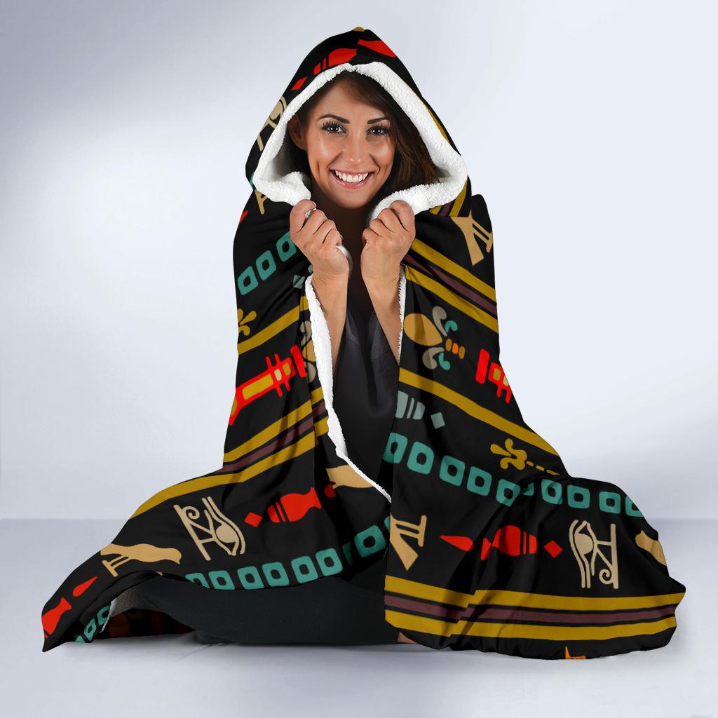 Eye of Horus Egypt Style Pattern Hooded Blanket-JTAMIGO.COM
