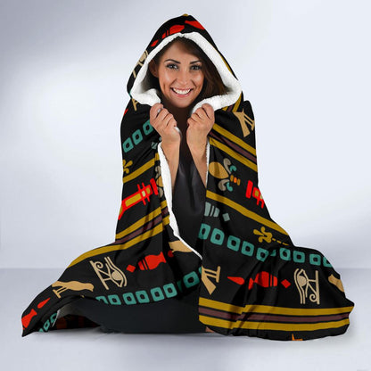 Eye of Horus Egypt Style Pattern Hooded Blanket-JTAMIGO.COM