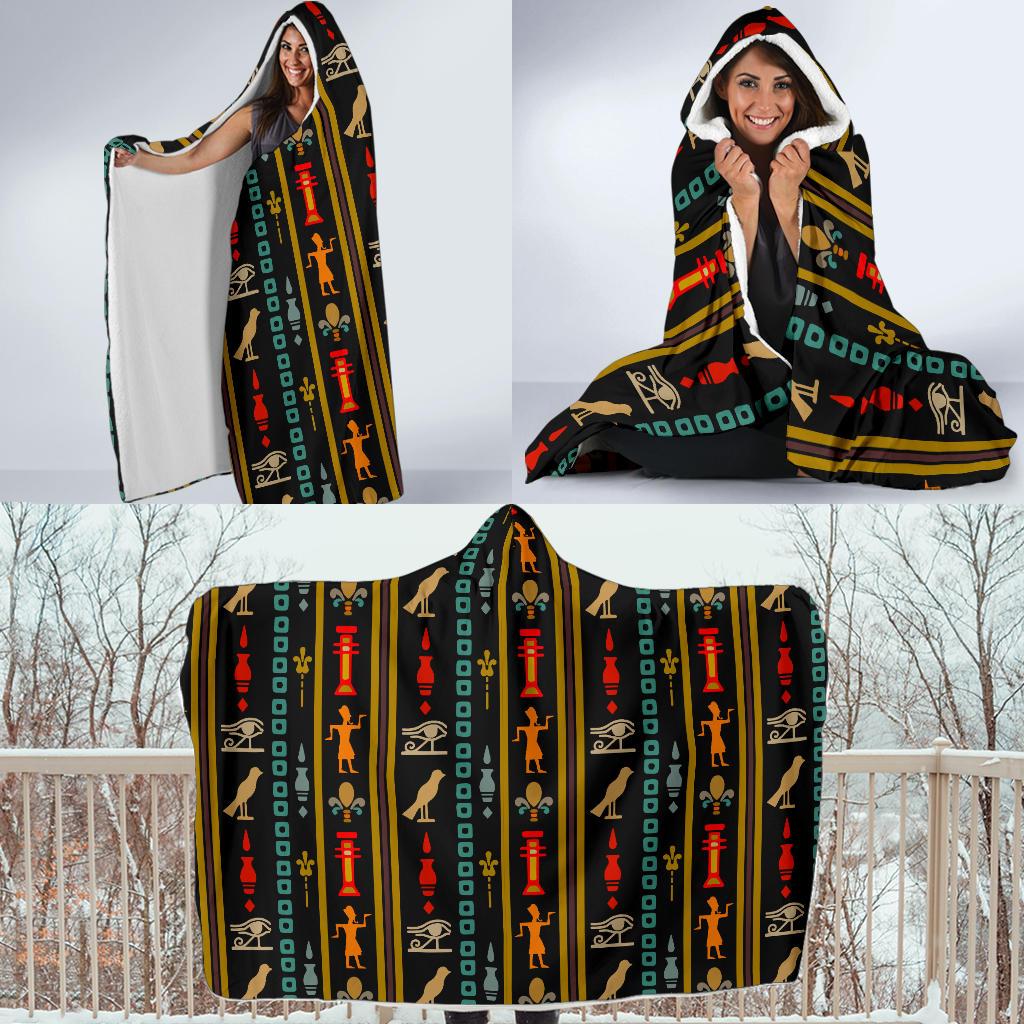 Eye of Horus Egypt Style Pattern Hooded Blanket-JTAMIGO.COM