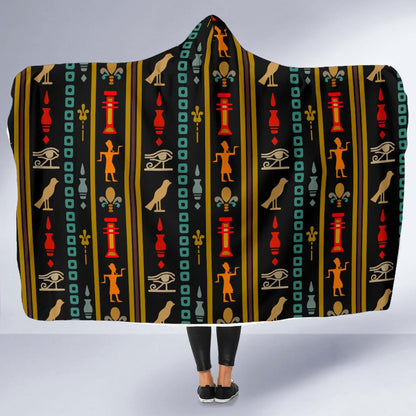 Eye of Horus Egypt Style Pattern Hooded Blanket-JTAMIGO.COM