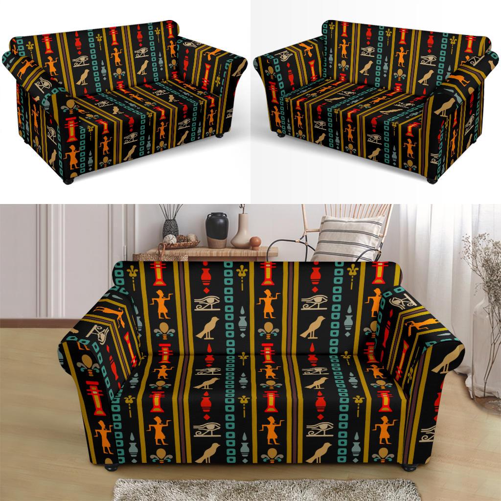 Eye of Horus Egypt Style Pattern Loveseat Slipcover-JTAMIGO.COM