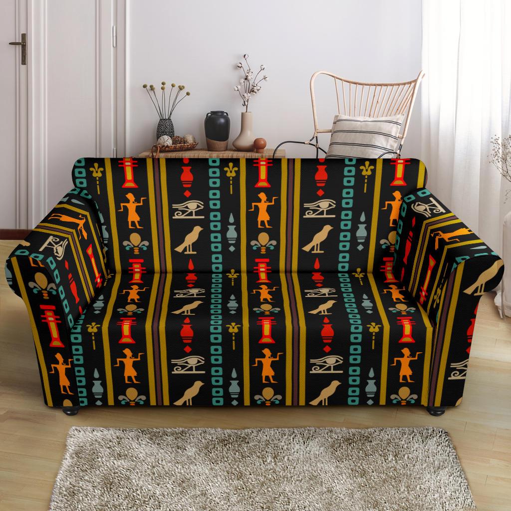Eye of Horus Egypt Style Pattern Loveseat Slipcover-JTAMIGO.COM