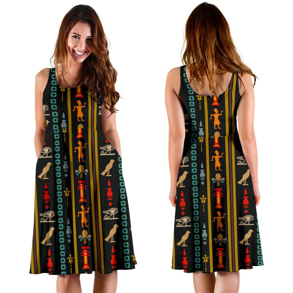 Eye of Horus Egypt Style Pattern Sleeveless Dress