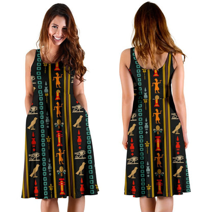 Eye of Horus Egypt Style Pattern Sleeveless Dress