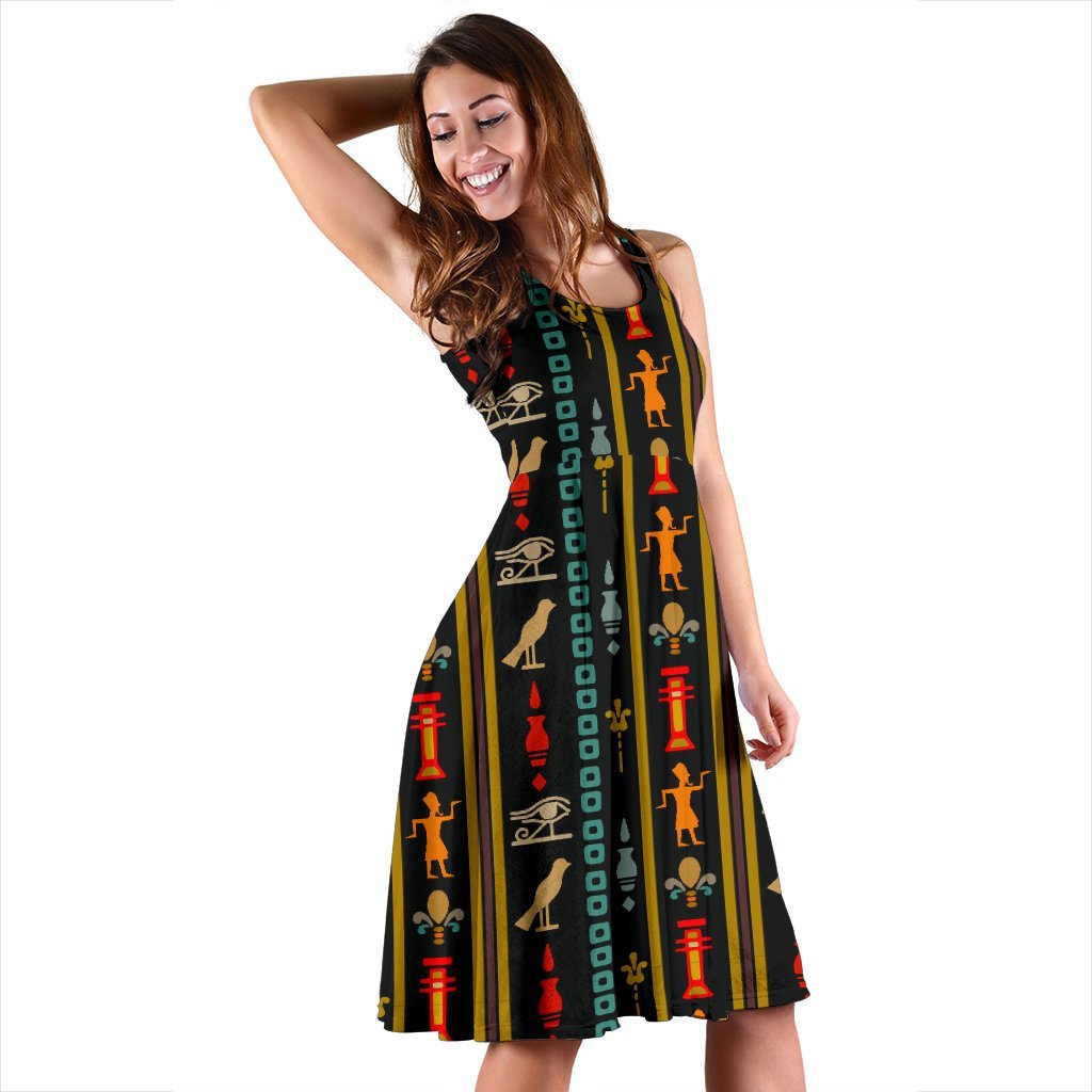 Eye of Horus Egypt Style Pattern Sleeveless Dress