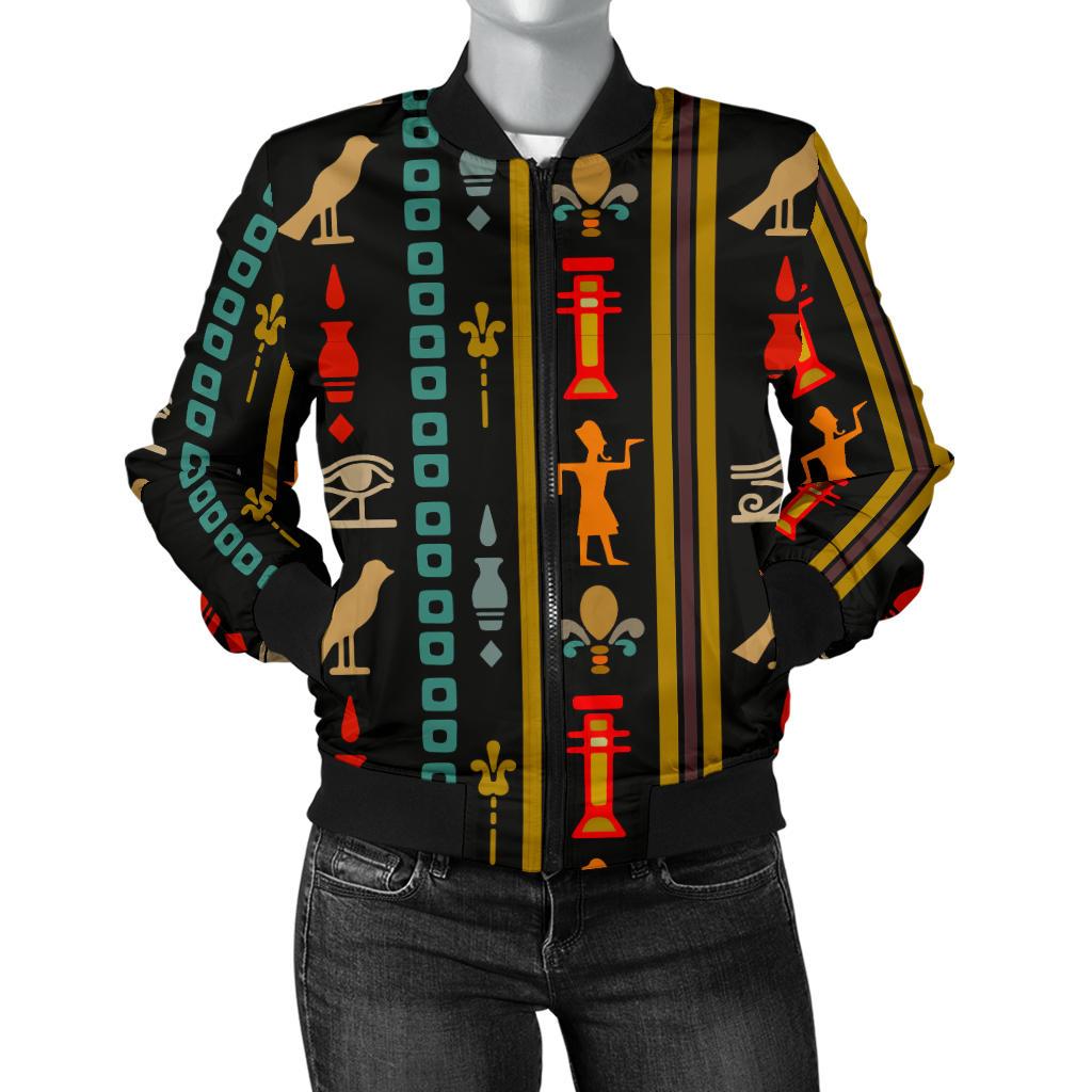 Eye of Horus Egypt Style Pattern Women Casual Bomber Jacket