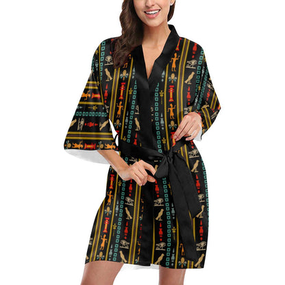 Eye of Horus Egypt Style Pattern Women Short Kimono Robe