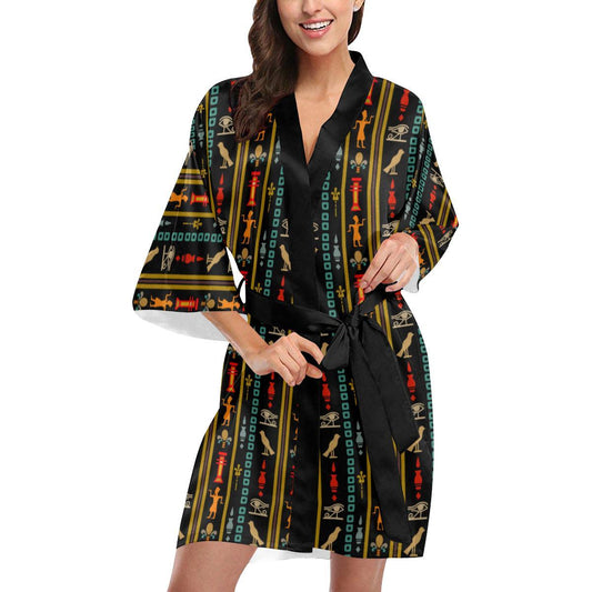 Eye of Horus Egypt Style Pattern Women Short Kimono Robe