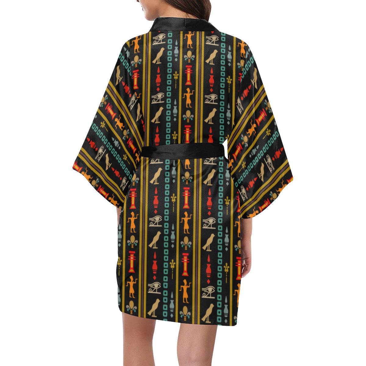 Eye of Horus Egypt Style Pattern Women Short Kimono Robe