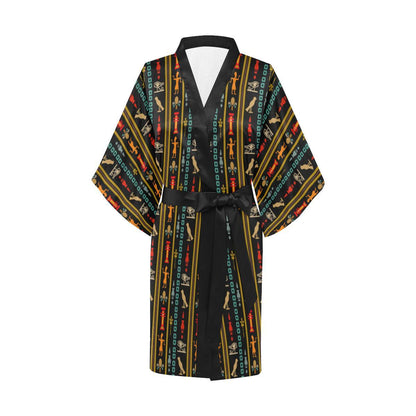 Eye of Horus Egypt Style Pattern Women Short Kimono Robe