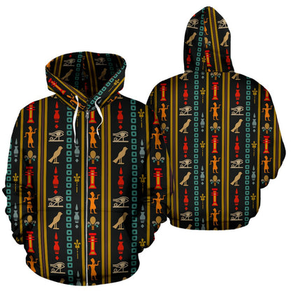 Eye of Horus Egypt Style Pattern Zip Up Hoodie-