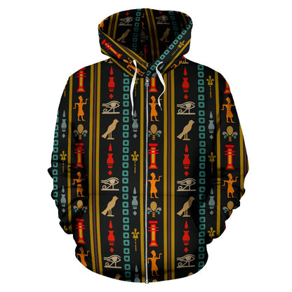Eye of Horus Egypt Style Pattern Zip Up Hoodie-