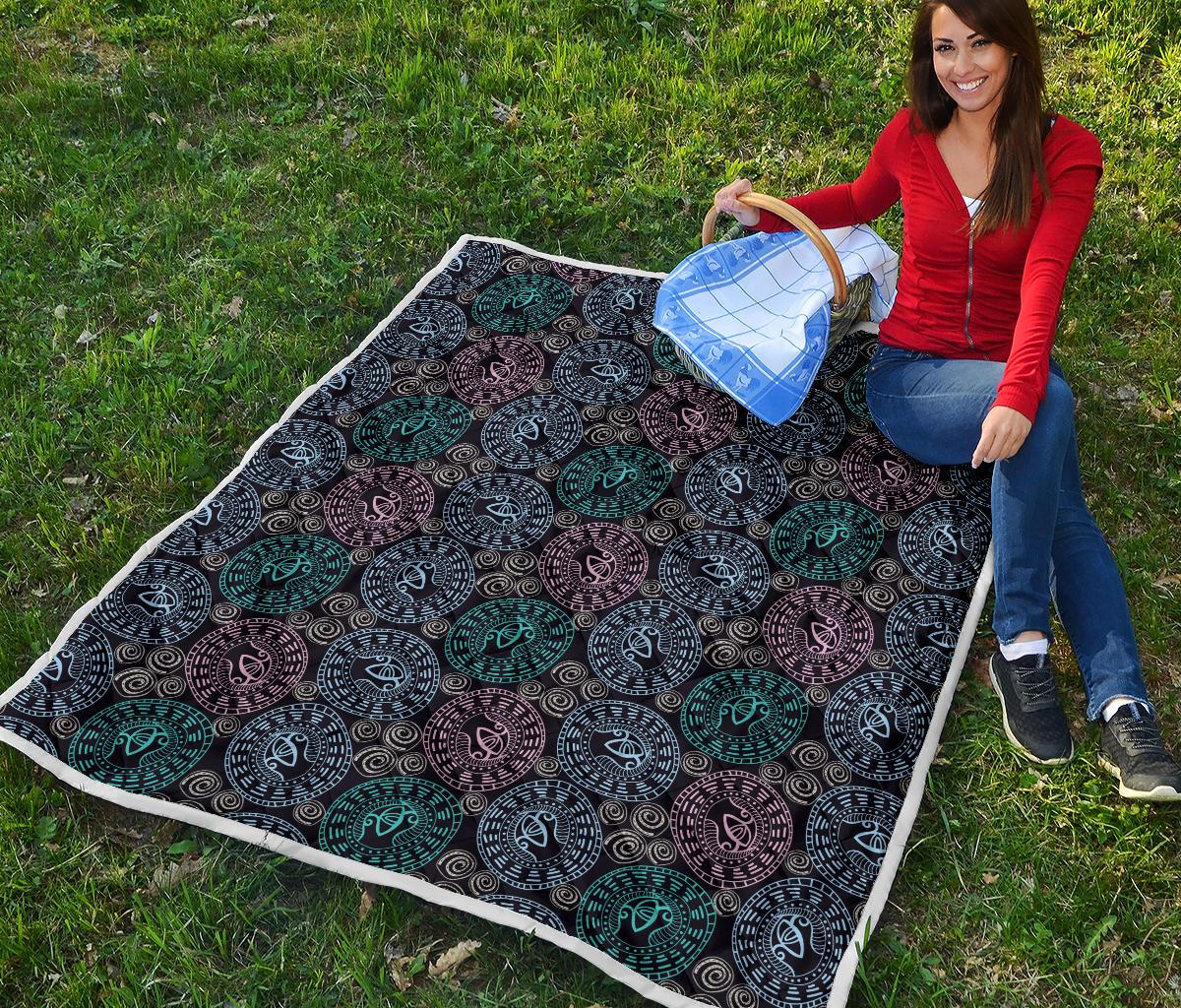 Eye of Horus Ethnic Pattern Premium Quilt-JTAMIGO.COM