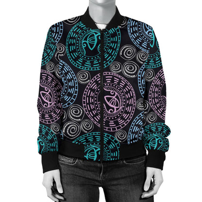Eye of Horus Ethnic Pattern Women Casual Bomber Jacket