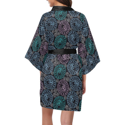 Eye of Horus Ethnic Pattern Women Short Kimono Robe