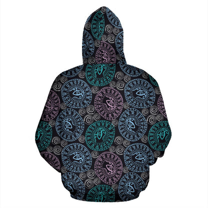 Eye of Horus Ethnic Pattern Zip Up Hoodie