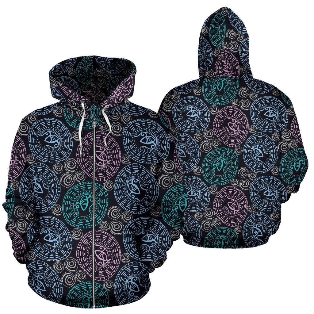 Eye of Horus Ethnic Pattern Zip Up Hoodie