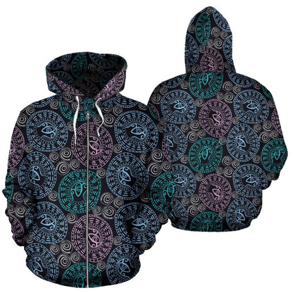 Eye of Horus Ethnic Pattern Zip Up Hoodie