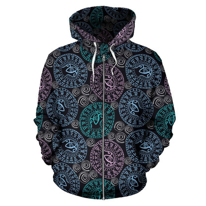 Eye of Horus Ethnic Pattern Zip Up Hoodie